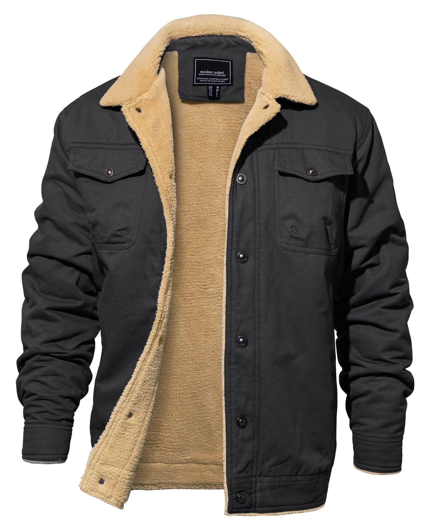 Men's Winter Jacket Thick Thermal Cotton Warm Fleece Lined Coat
