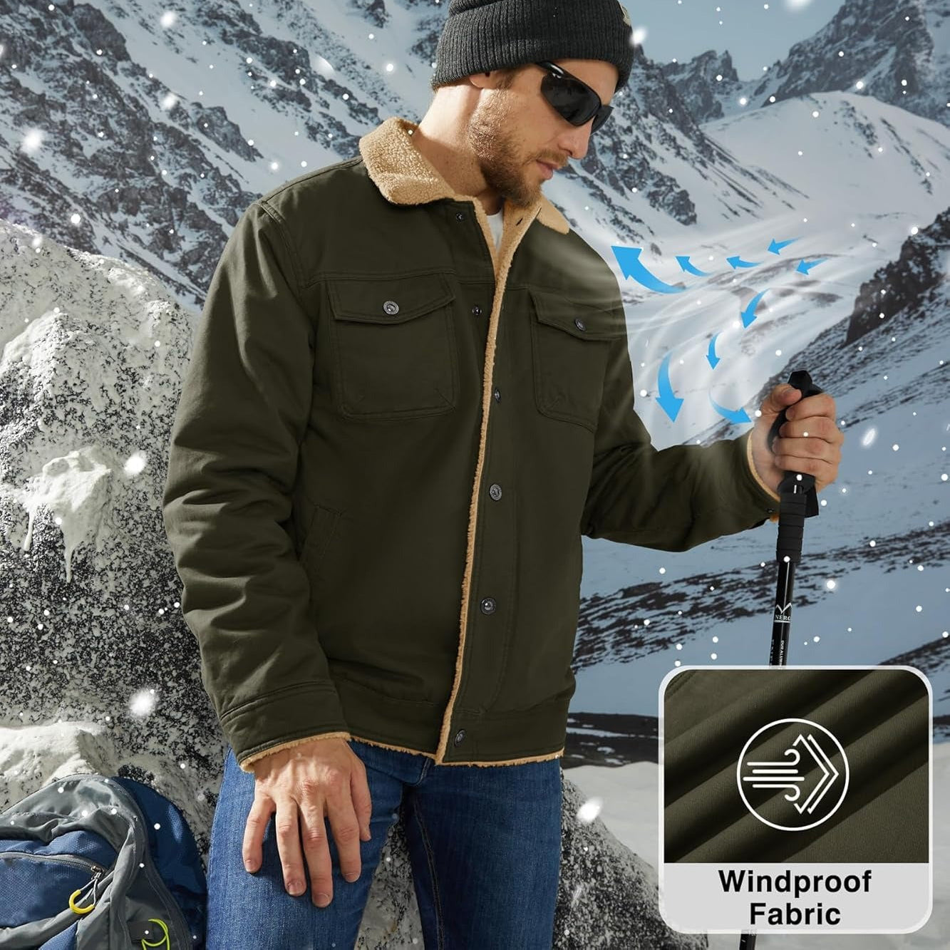 Men's Winter Jacket Thick Thermal Cotton Warm Fleece Lined Coat