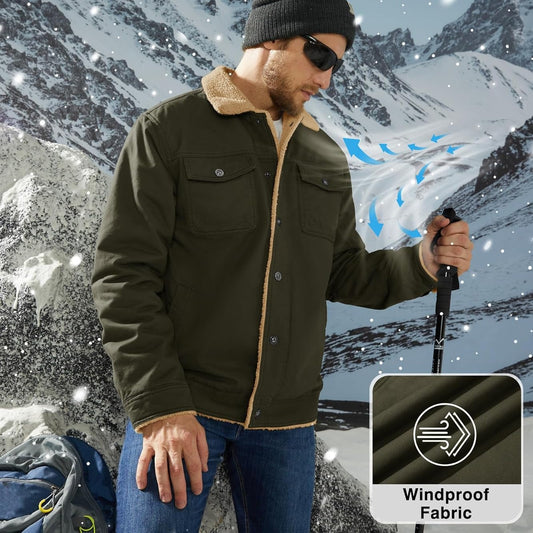 Men's Winter Jacket Thick Thermal Cotton Warm Fleece Lined Coat