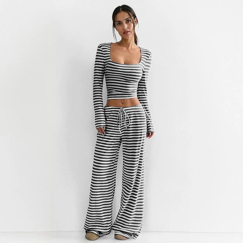 Women's Striped 2 Piece Sets Fall Outfits