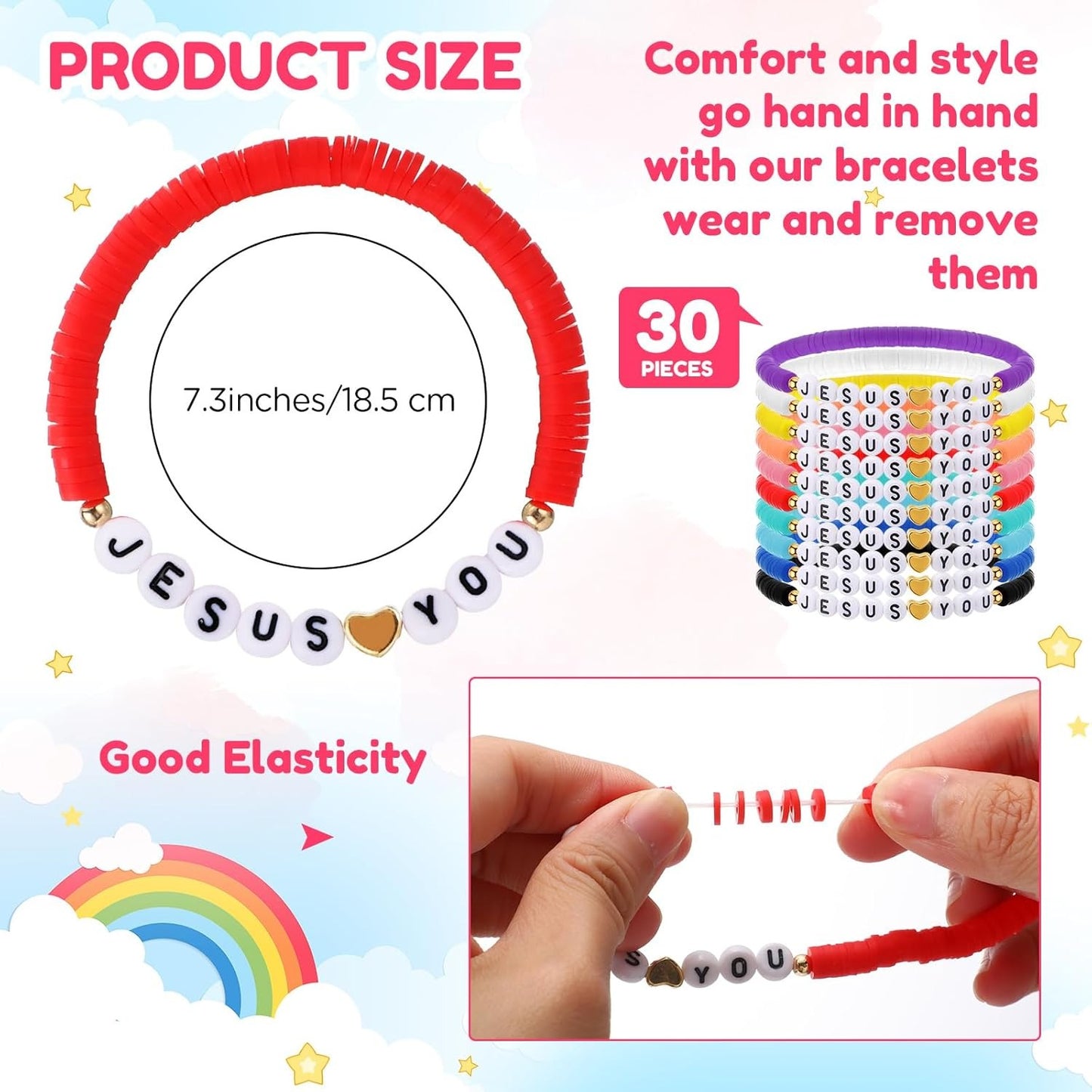 20 Pcs Jesus Loves You Bracelets