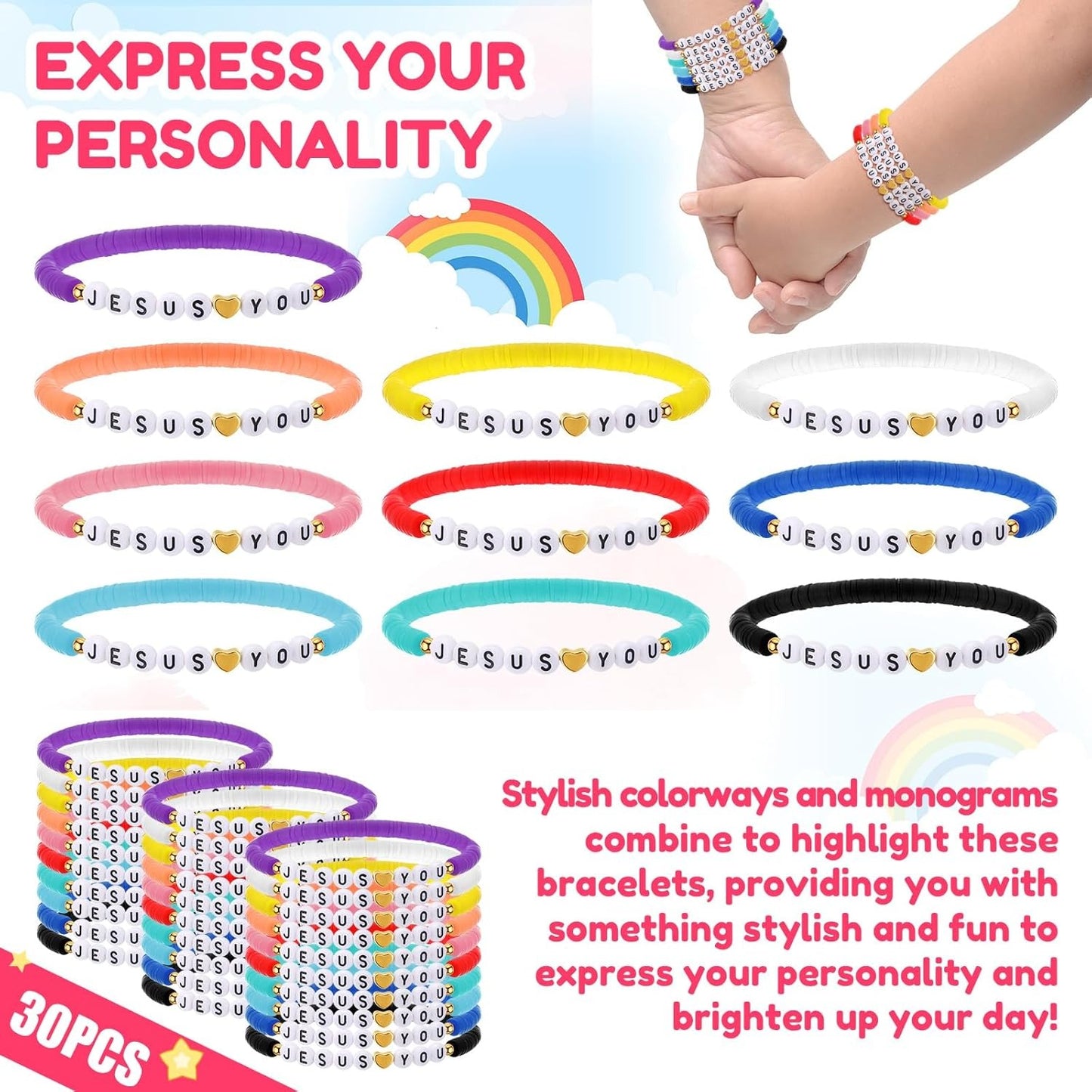 20 Pcs Jesus Loves You Bracelets