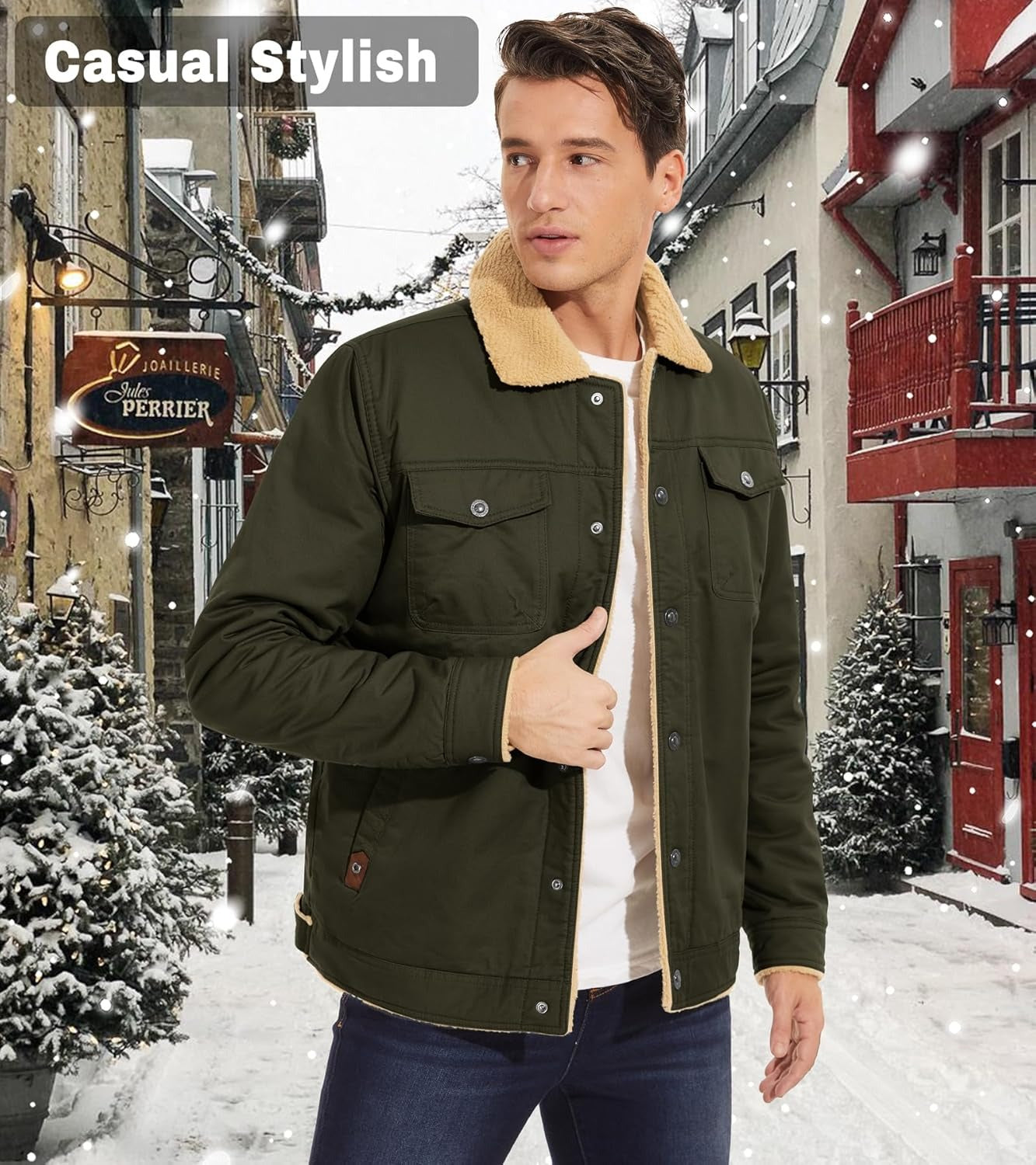 Men's Winter Jacket Thick Thermal Cotton Warm Fleece Lined Coat