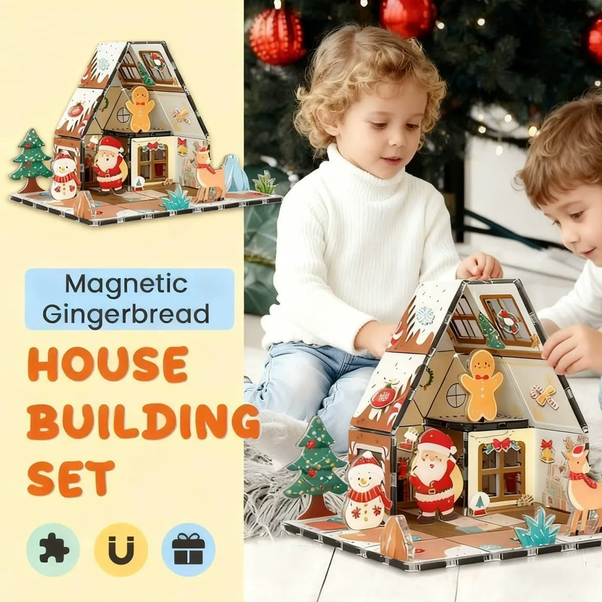 Magnetic Gingerbread House Building Set