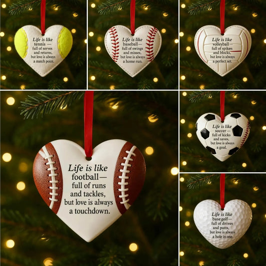 Heart-Shaped Sports Ornaments