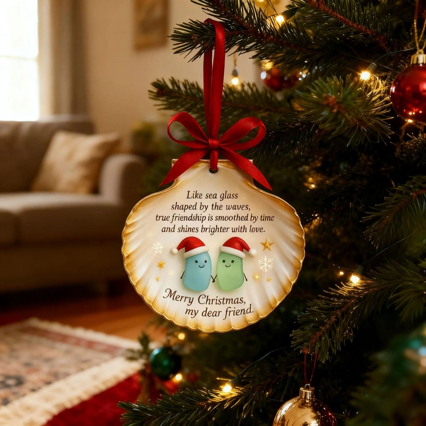 Sea Glass Shell Friendship Ornament