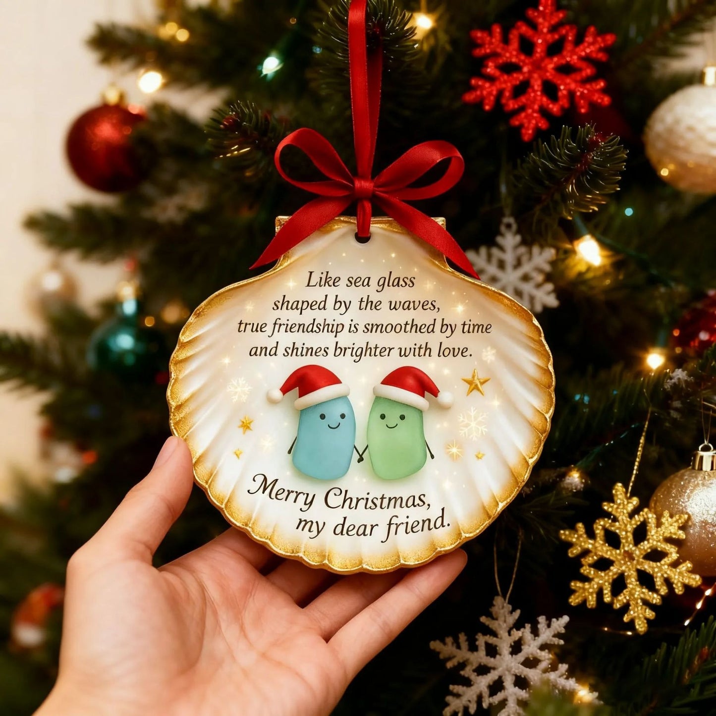 Sea Glass Shell Friendship Ornament