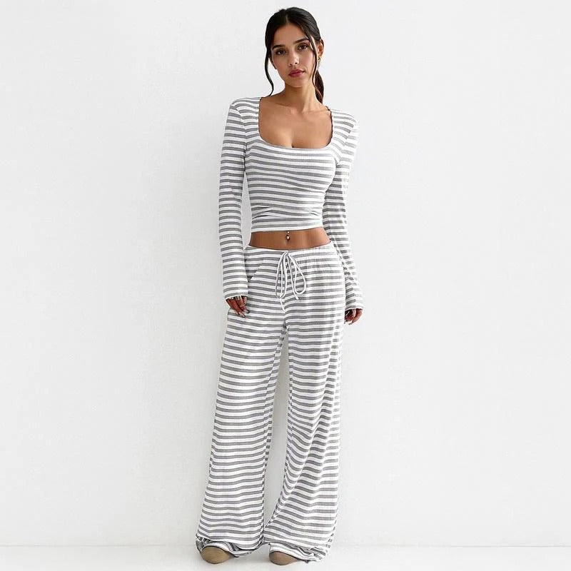 Women's Striped 2 Piece Sets Fall Outfits